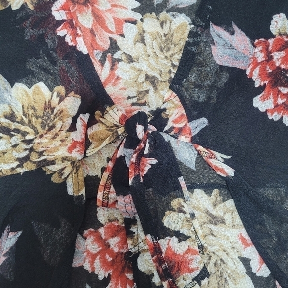 Anthropologie Ember Sheer Floral Flutter Sleeve Cover Wrap Dress – Size Large - Picture 7 of 12